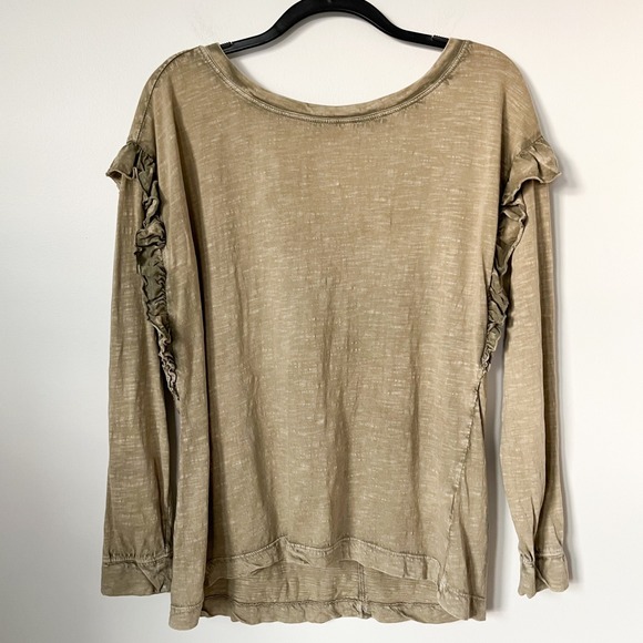 Anthropologie Pilcro Ruffled Open Back Tunic Tee Top Moss Green Womens Medium - Picture 4 of 14